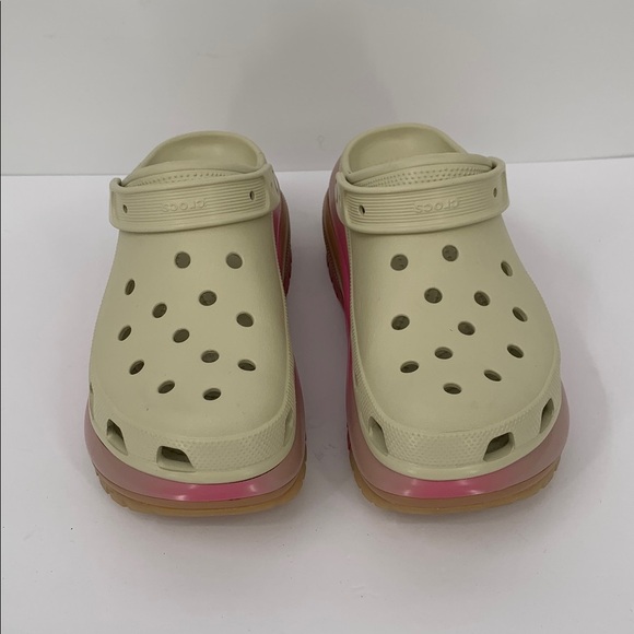 CROCS Mega Crush colordip clog shoe platform ombre pink tan slide wedge women 12 - Picture 4 of 7